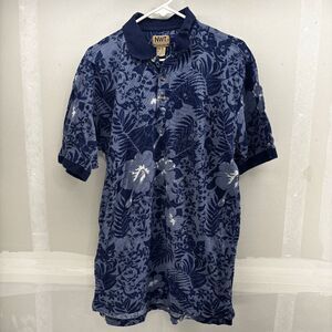 Vintage Northwest Territory Natural Golf Polo Mens M Floral & Leaves all Over EU